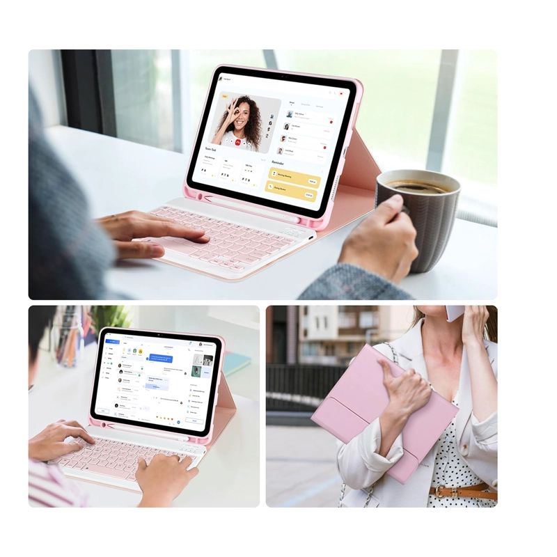 FUNDA CON TECLADO ESPAÑOL PARA IPAD 10.9 2022 10G ROSADO - 7