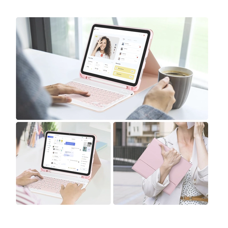FUNDA CON TECLADO ESPAÑOL PARA IPAD A16 2025 11TH G ROSADO - 2