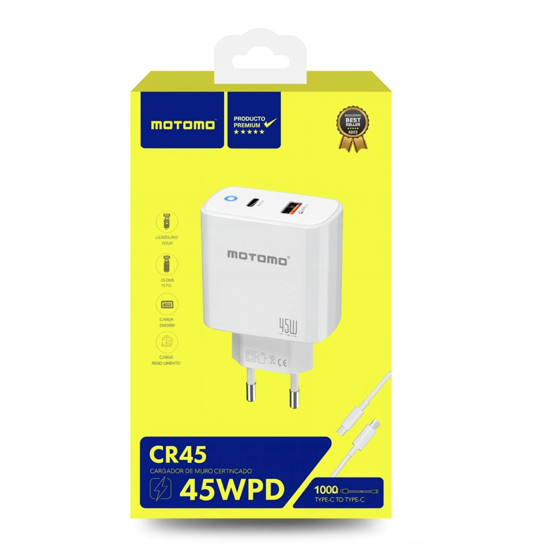 CARGADOR CARGA RAPIDA 45W ENTRADA USB-C PD45 QC18W - 2