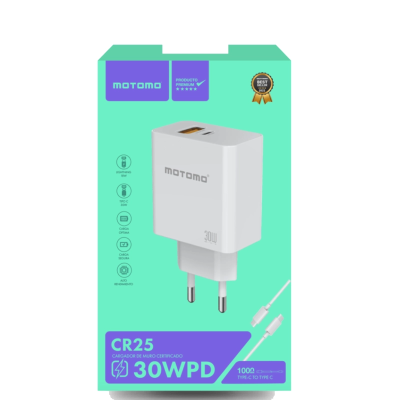 CARGADOR CARGA RAPIDA PD+QC 30W COMPATIBLE CON ENTRADA USB-C - 3