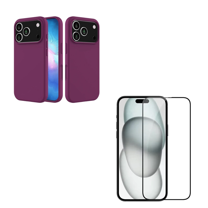 GENÉRICO CARCASA LAMINA VIDRIO COMPATIBLE CON IPHONE 17 PRO MAX MORADO