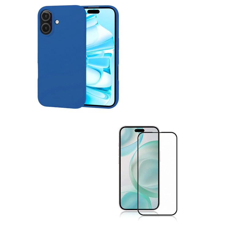 GENÉRICO CARCASA GOMA LAMINA VIDRIO COMPATIBLE CON IPHONE 17 AZUL