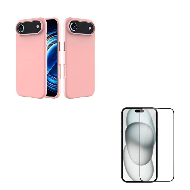 CARCASA GOMA LAMINA VIDRIO COMPATIBLE CON IPHONE 17 AIR ROSA - 1