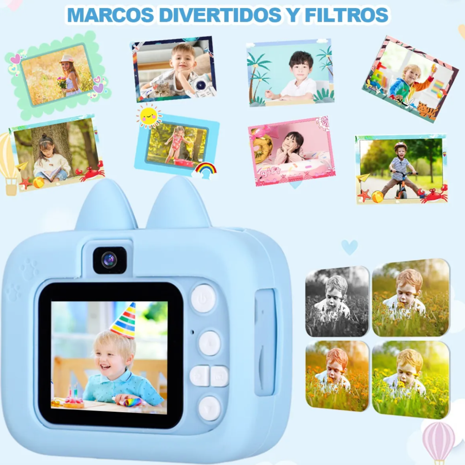 CAMARA DIGITAL RECARGABLE FOTOS VIDEOS 1080P X900 AZUL - 2
