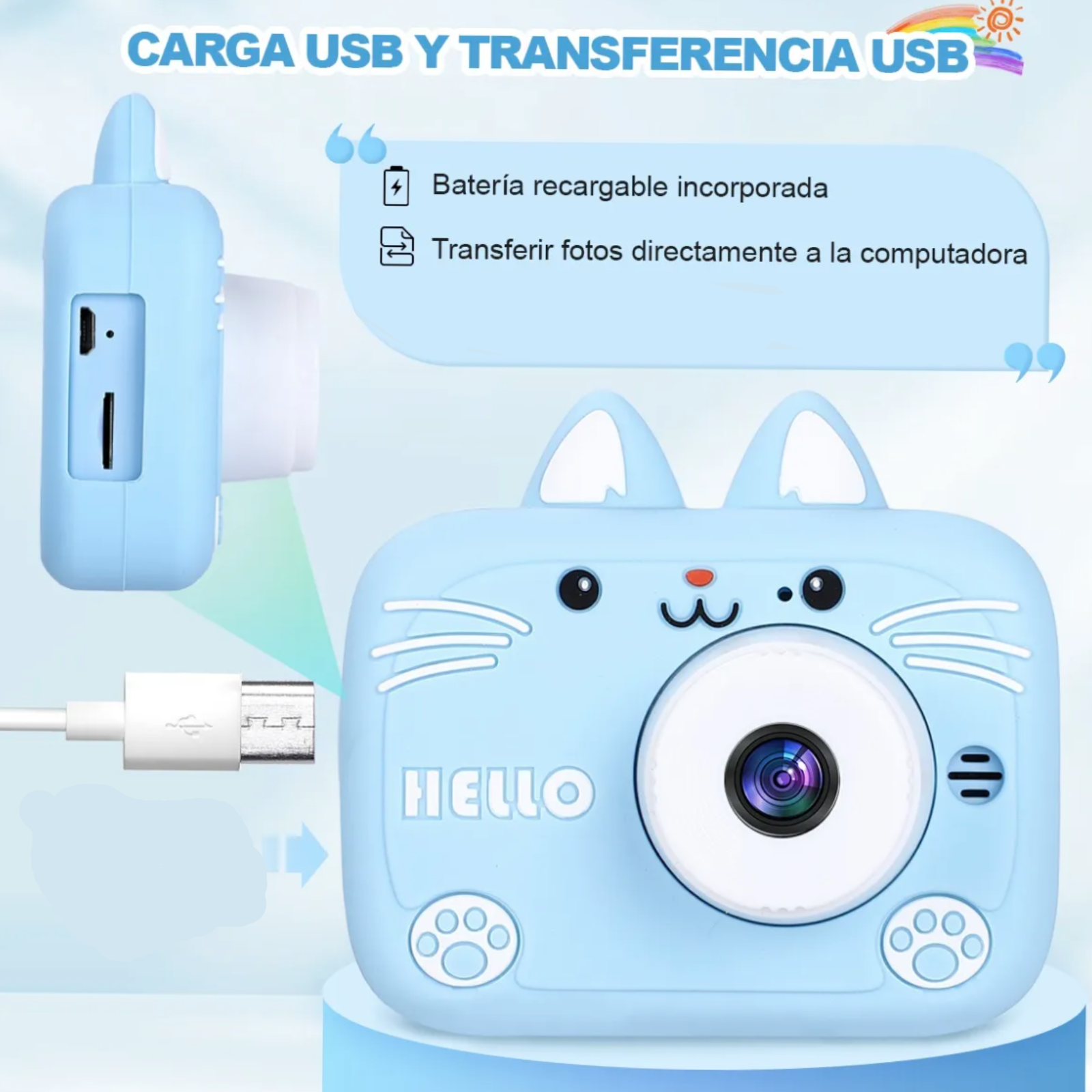 CAMARA DIGITAL RECARGABLE FOTOS VIDEOS 1080P X900 AZUL - 3