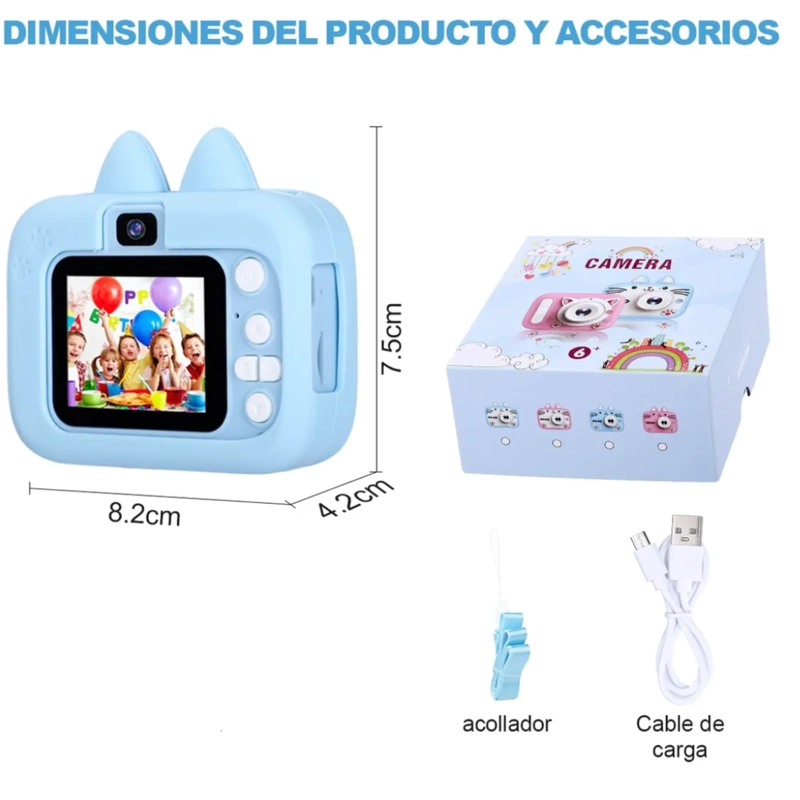CAMARA DIGITAL RECARGABLE FOTOS VIDEOS 1080P X900 AZUL - 7