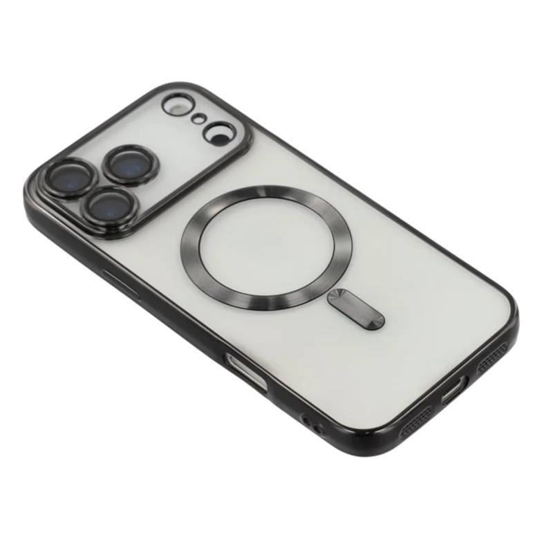 CARCASA PARA IPHONE 17 PRO BORDES COMPATIBLE CON MAGSAFE NEGRO - 3