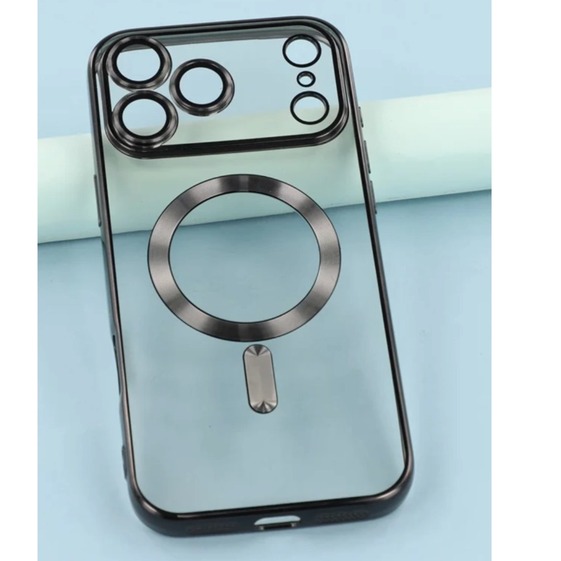 CARCASA PARA IPHONE 17 PRO BORDES COMPATIBLE CON MAGSAFE NEGRO - 5