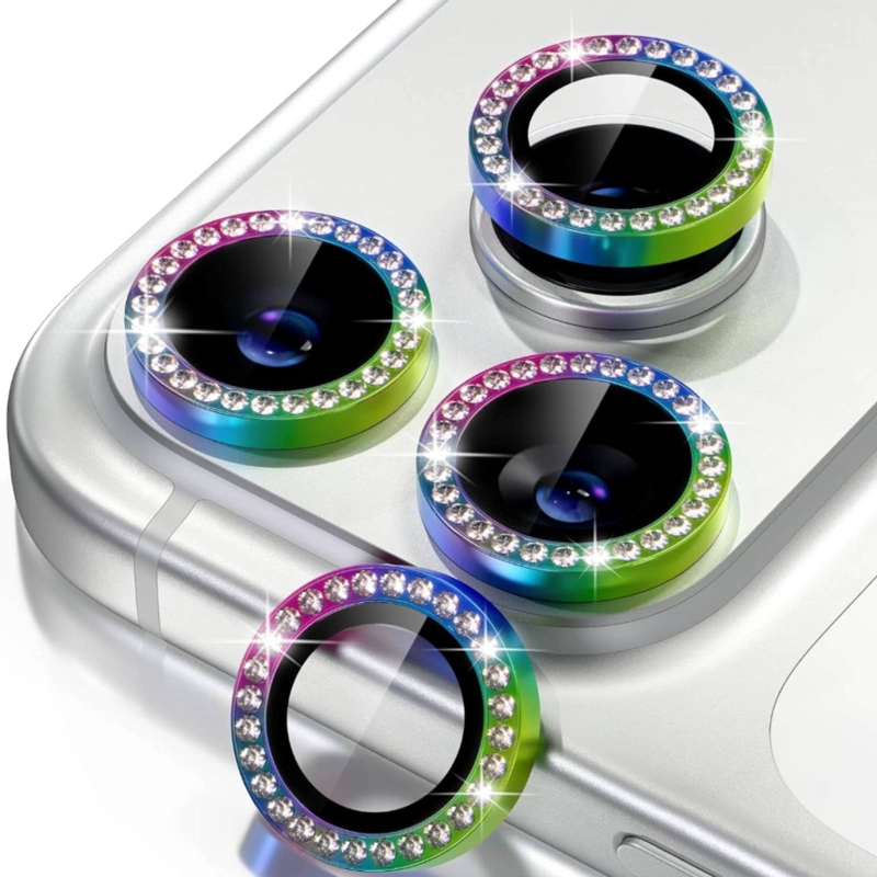 GENÉRICO LAMINA PROTECTORA CAMARA BRILLO COMPATIBLE CON IPHONE 17 CELESTE