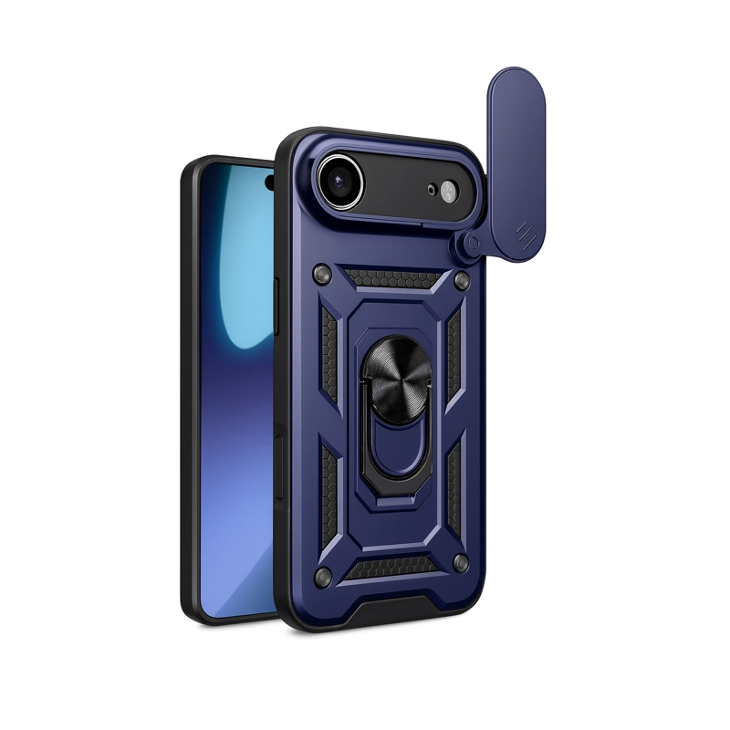 JOIGO CARCASA ARMADURA CON ANILLO Y VENTANA CAMARA PARA IPHONE 17 AIR AZUL