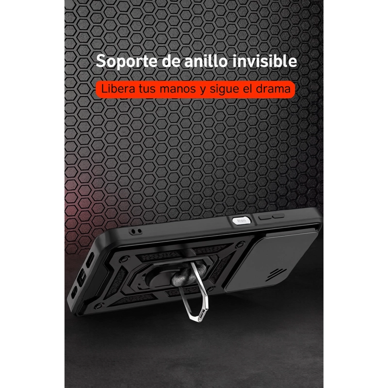 CARCASA ARMADURA CON ANILLO Y VENTANA CAMARA PARA IPHONE 17 PRO ROJO - 4