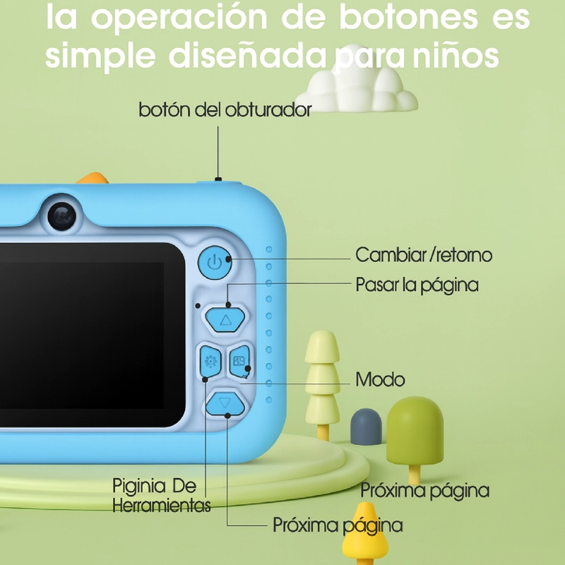 CAMARA DIGITAL PARA NIÑOS ANIMADA FOTO VIDEO 1080P TURQUESA - 5