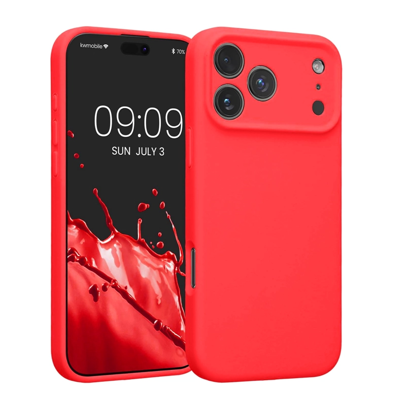 CARCASA FUNDA SOFT COMPATIBLE CON IPHONE 17 PRO GOMA ROJO - 1