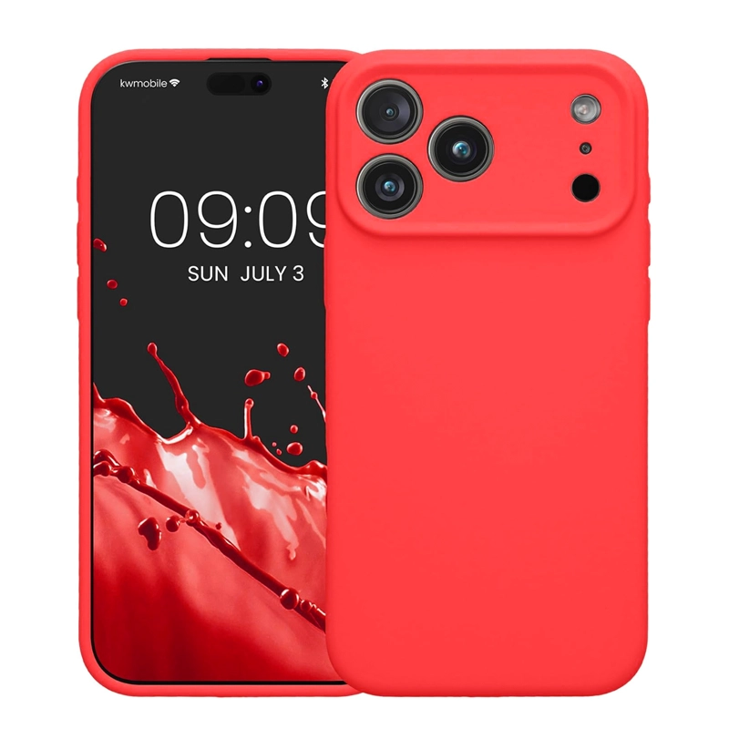 CARCASA FUNDA SOFT COMPATIBLE CON IPHONE 17 PRO GOMA ROJO - 2