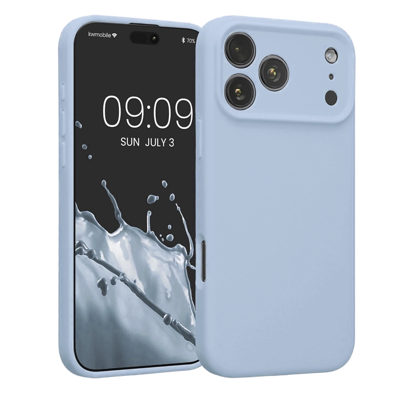 GENÉRICO CARCASA FUNDA SOFT COMPATIBLE CON  IPHONE 17 PRO GOMA AZUL CLARO