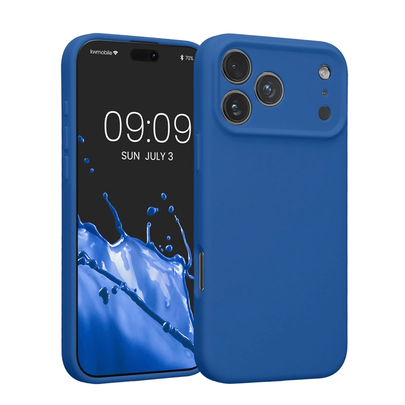 CARCASA FUNDA SOFT COMPATIBLE CON IPHONE 17 PRO GOMA AZUL - 1