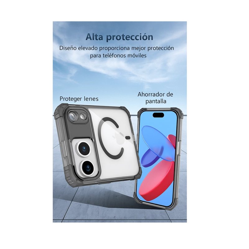 CARCASA ANTISHOCK CLEAR PARA IPHONE 17 PRO MAGSAFE CELESTE - 6