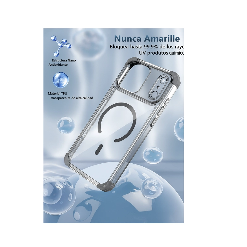 CARCASA ANTISHOCK CLEAR PARA IPHONE 17 PRO MAGSAFE CELESTE - 7