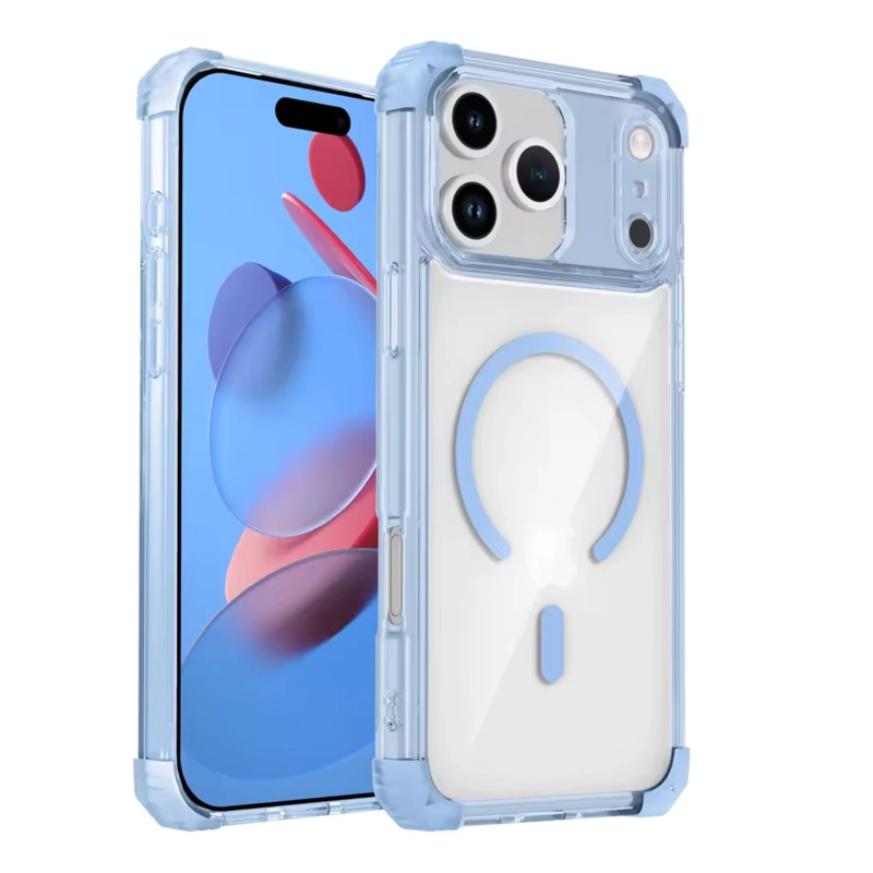 CARCASA ANTISHOCK CLEAR PARA IPHONE 17 PRO MAX MAGSAFE CELESTE - 2