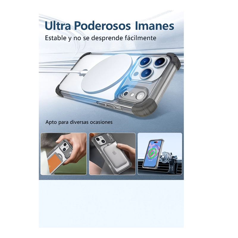 CARCASA ANTISHOCK CLEAR PARA IPHONE 17 PRO MAX MAGSAFE CELESTE - 5