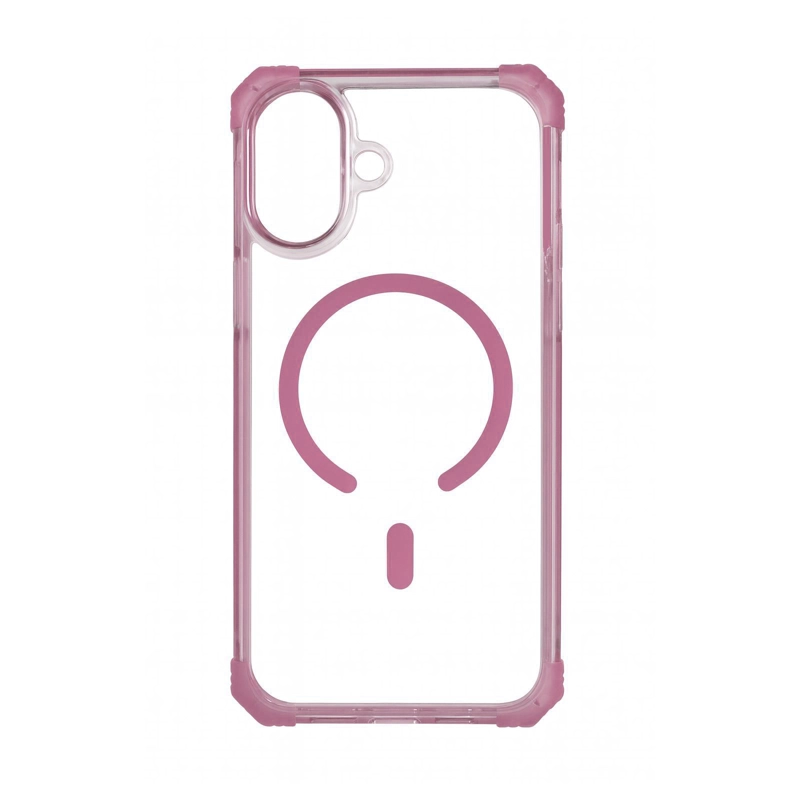 CARCASA ANTISHOCK CLEAR PARA IPHONE 17 MAGSAFE ROSADO - 1