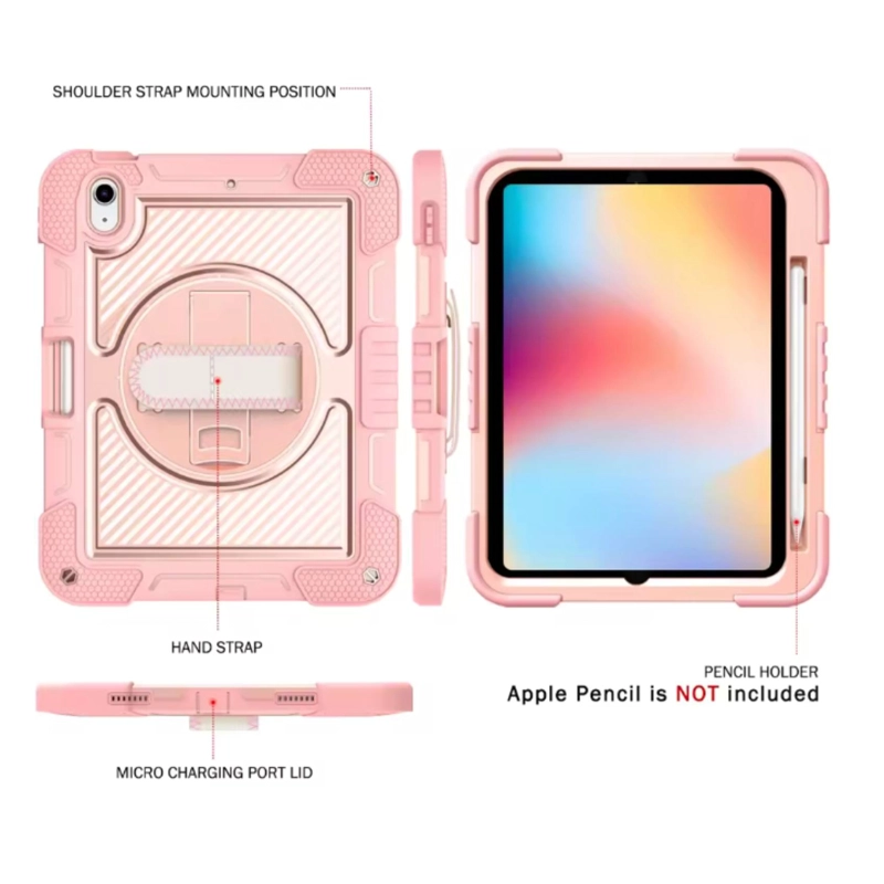 FUNDA ARMADURA 360 LAMINA VIDRIO PARA IPAD AIR 11 M2 ROSADO - 2