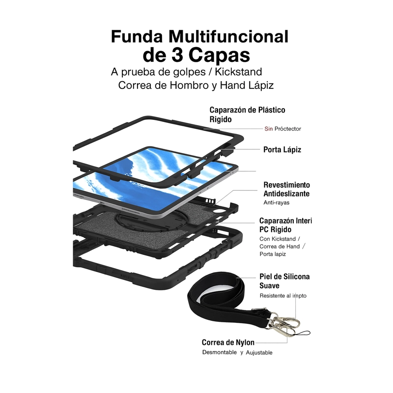 FUNDA ARMADURA ANTIGOLPE 360 PARA IPAD AIR 11 M2 ROSADO - 3