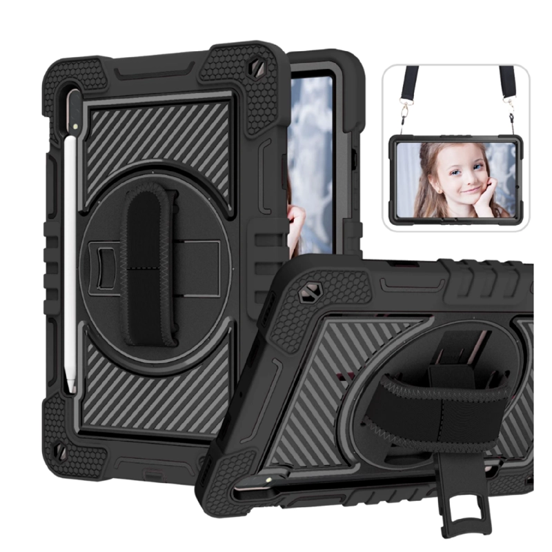 FUNDA ARMADURA 360 LAMINA MATTE COMPATIBLE CON SAMSUNG TAB S9 FE NEGRO - 4