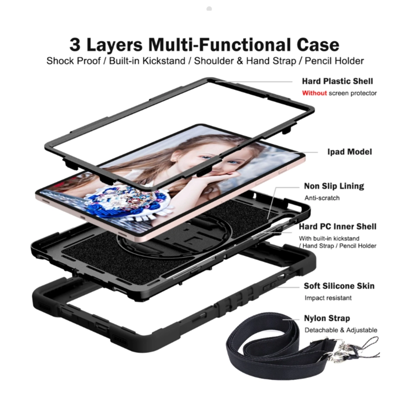 FUNDA ARMADURA 360 LAMINA MATTE COMPATIBLE CON SAMSUNG TAB S9 FE NEGRO - 5