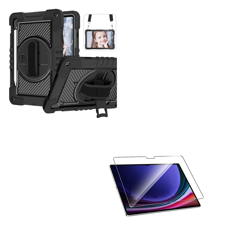 FUNDA ARMADURA 360 LAMINA VIDRIO COMPATIBLE CON SAMSUNG TAB S9 FE NEGRO - 1