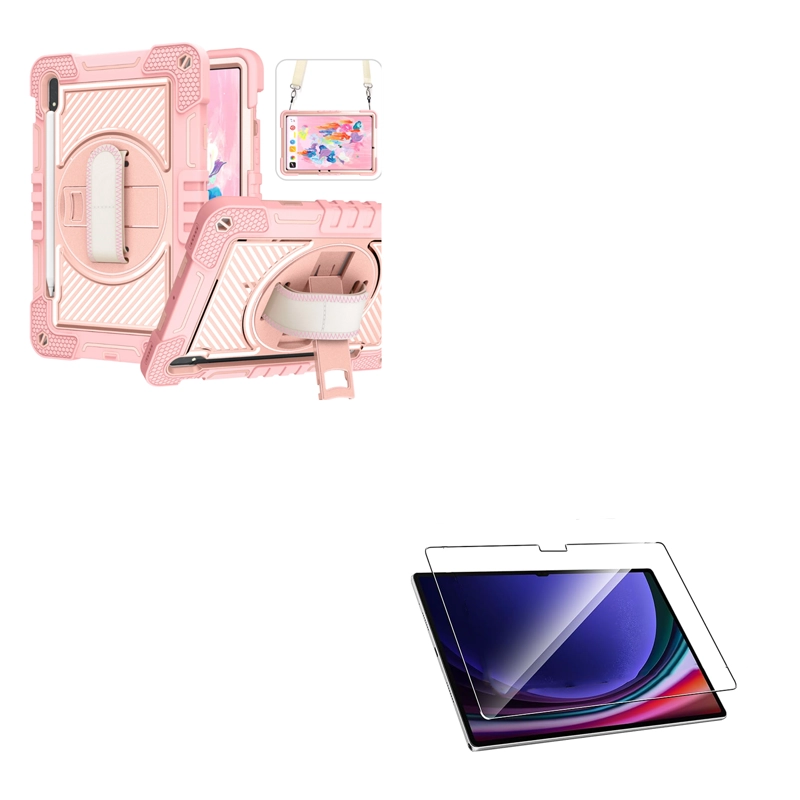 FUNDA ARMADURA 360 LAMINA VIDRIO COMPATIBLE CON SAMSUNG TAB S9 FE ROSADO - 1