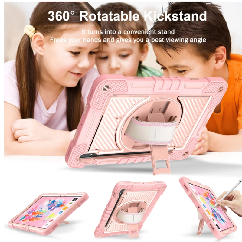 FUNDA ARMADURA 360 LAMINA VIDRIO COMPATIBLE CON SAMSUNG TAB S9 FE ROSADO - 5