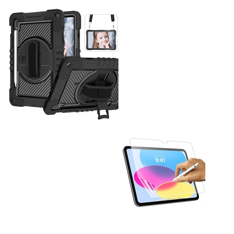 FUNDA ARMADURA 360 LAMINA CLEAR COMPATIBLE SAMSUNG TAB S9 FE NEGRO - 1