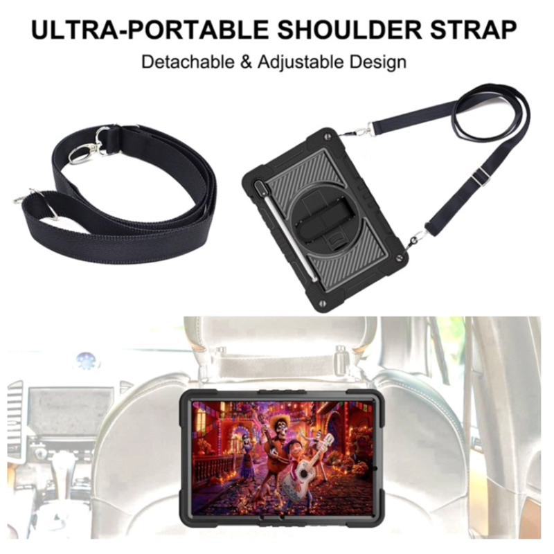 FUNDA ARMADURA 360 LAMINA CLEAR COMPATIBLE SAMSUNG TAB S9 FE NEGRO - 4