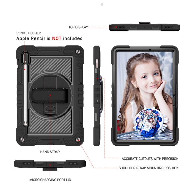 FUNDA ARMADURA 360 LAMINA CLEAR COMPATIBLE SAMSUNG TAB S9 FE NEGRO - 5