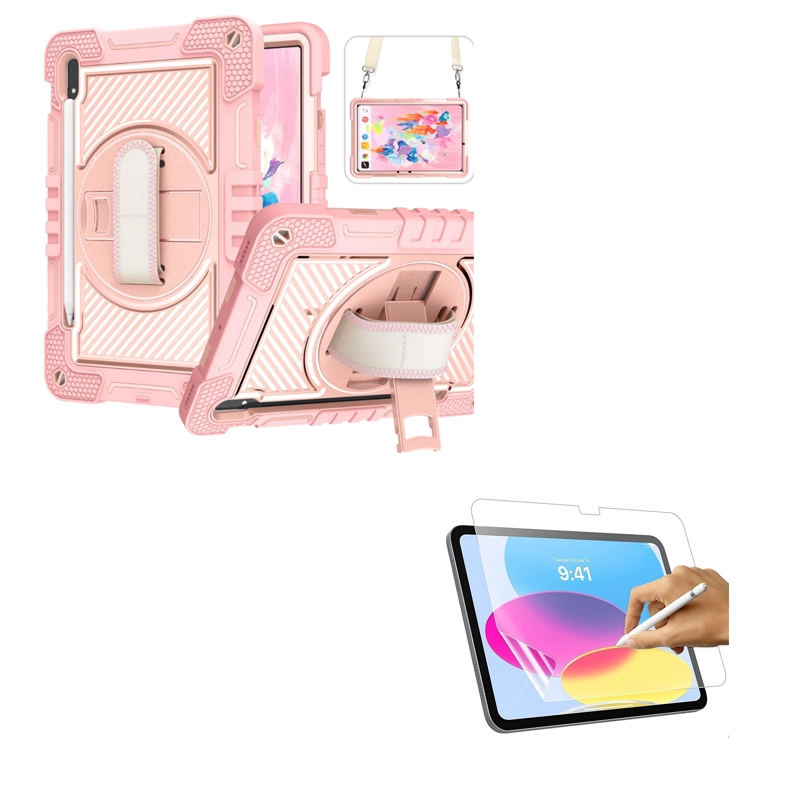 FUNDA ARMADURA 360 LAMINA CLEAR PARA SAMSUNG TAB S9 FE ROSADO - 1