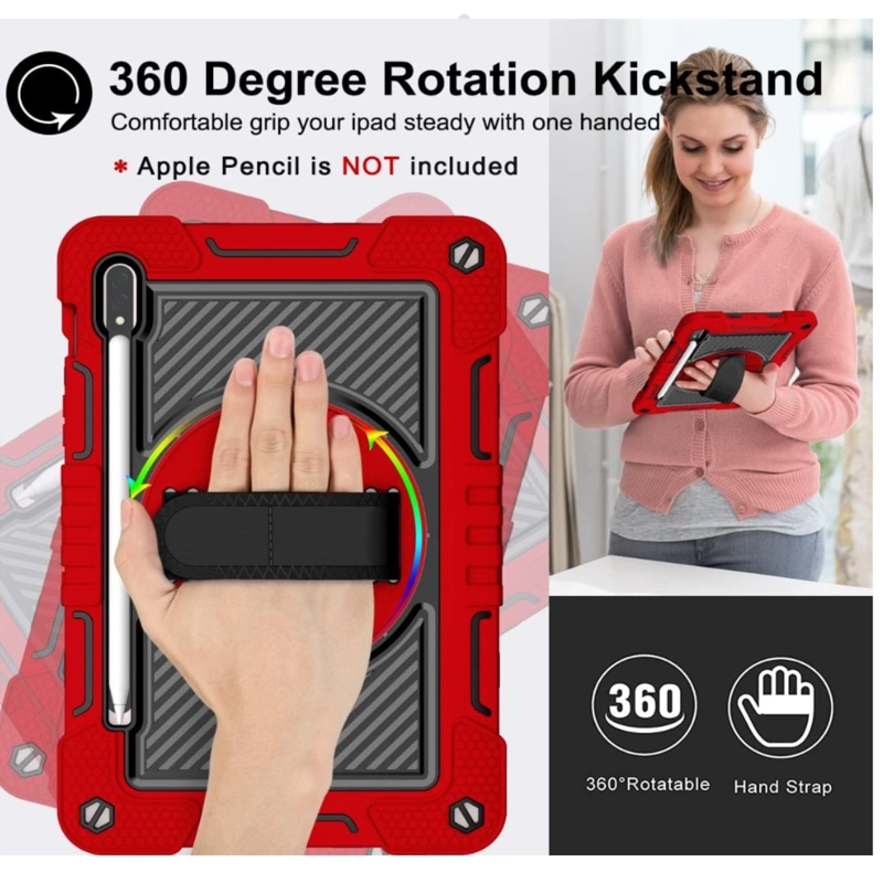 FUNDA ARMADURA 360 LAMINA VIDRIO COMPATIBLE CON SAMSUNG TAB S9 FE ROJO - 2