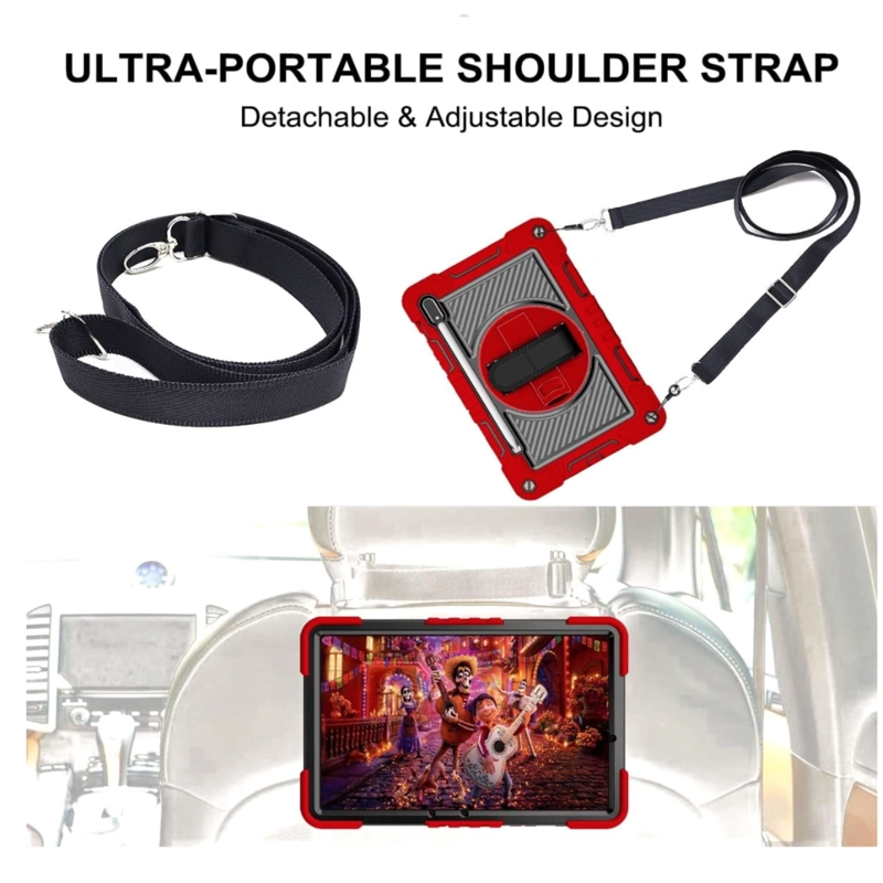 FUNDA ARMADURA 360 LAMINA VIDRIO COMPATIBLE CON SAMSUNG TAB S9 FE ROJO - 5