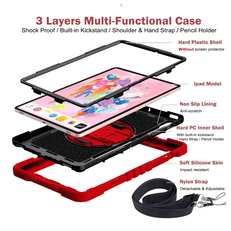 FUNDA ARMADURA 360 LAMINA VIDRIO COMPATIBLE CON SAMSUNG TAB S9 FE ROJO - 6