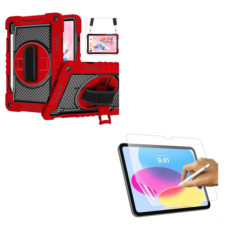 FUNDA ARMADURA 360 LAMINA CLEAR COMPATIBLE CON SAMSUNG TAB S9 FE ROJO - 1
