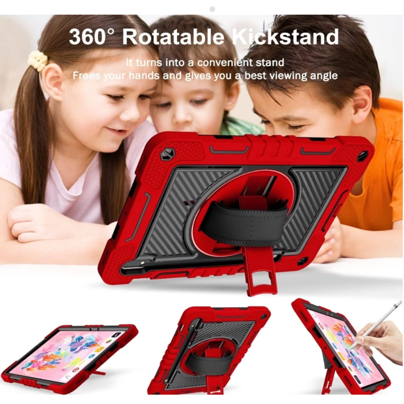 FUNDA ARMADURA 360 LAMINA CLEAR COMPATIBLE CON SAMSUNG TAB S9 FE ROJO - 3