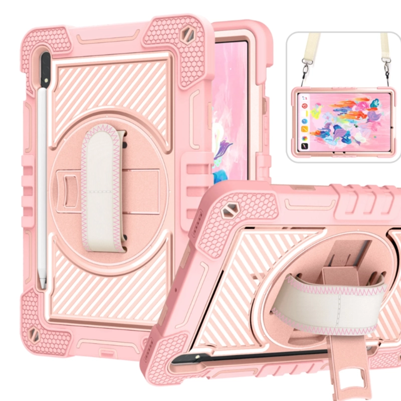 FUNDA ARMADURA 360 LAMINA MATTE COMPATIBLE CON SAMSUNG TAB S9 FE ROSADO - 2