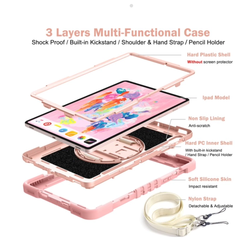 FUNDA ARMADURA 360 LAMINA MATTE COMPATIBLE CON SAMSUNG TAB S9 FE ROSADO - 4