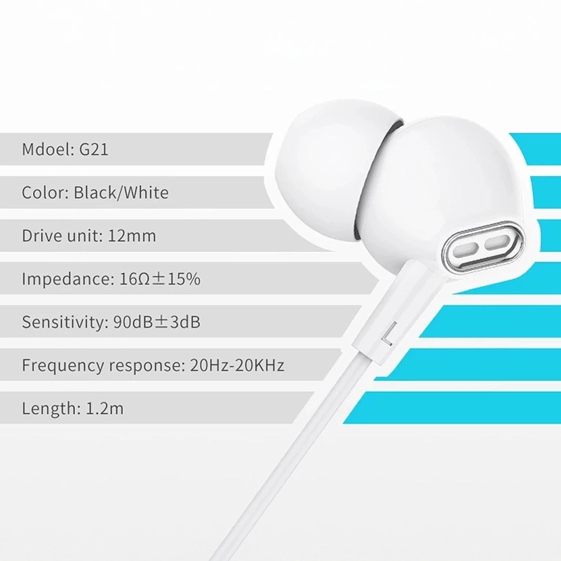 AUDIFONOS MANOS LIBRES CONEXION 3.5MM CELEBRAT G21 BLANCO - 2