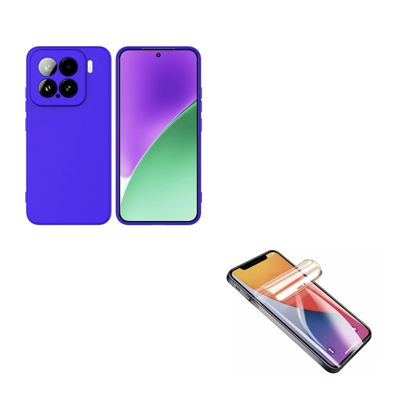 CARCASA FUNDA MICA CLEAR COMPATIBLE CON XIAOMI 15 GOMA AZUL - 1