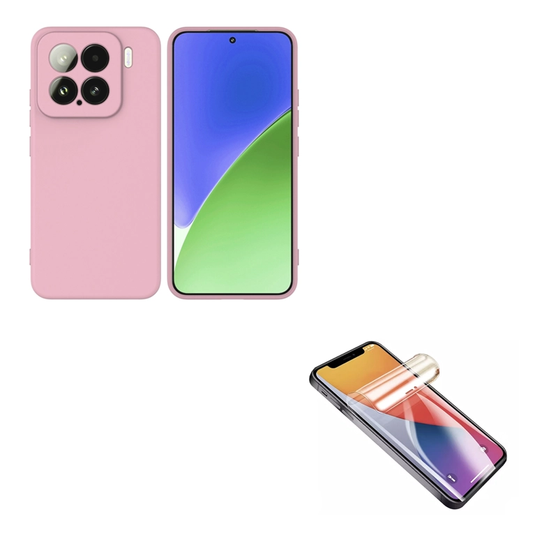 CARCASA FUNDA MICA CLEAR COMPATIBLE CON XIAOMI 15 GOMA ROSADO - 1