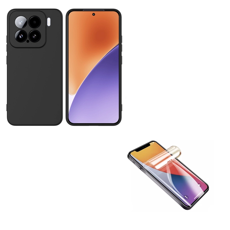 CARCASA FUNDA MICA CLEAR COMPATIBLE CON XIAOMI 15 GOMA NEGRO - 1