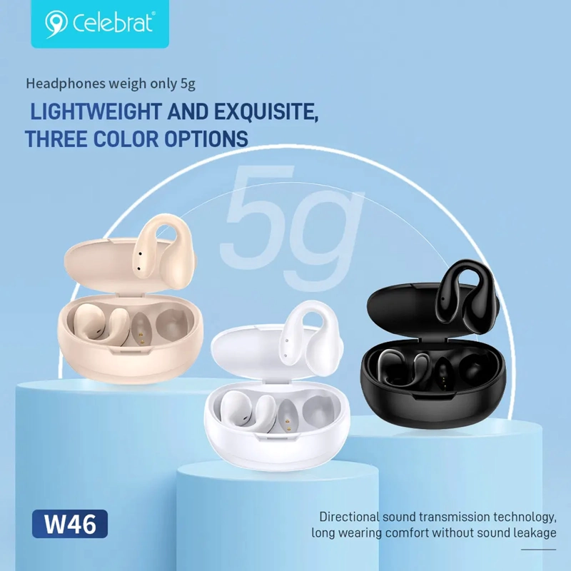 AUDIFONO INALAMBRICO BLUETOOTH CLIP PARA OREJA TWS-W46 BEIGE - 4