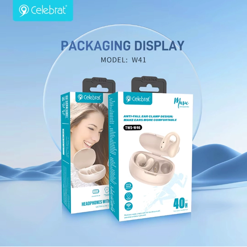 AUDIFONO INALAMBRICO BLUETOOTH CLIP PARA OREJA TWS-W46 BEIGE - 5