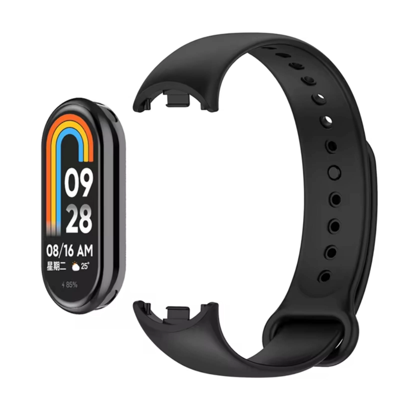 CORREA BANDA SILICONA PARA MI BAND M8 M9 M10 NEGRO - 1